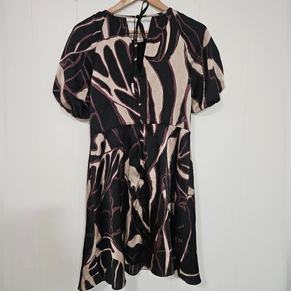 Ted Baker Gilliaa Printed Puff Sleeve Fit and Flare Mini Dress - Picture 6 of 8